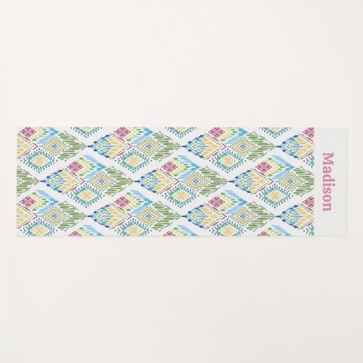 Ikat Bloemen Naadloos Patroon Yogamat (Voorkant (horizontaal))