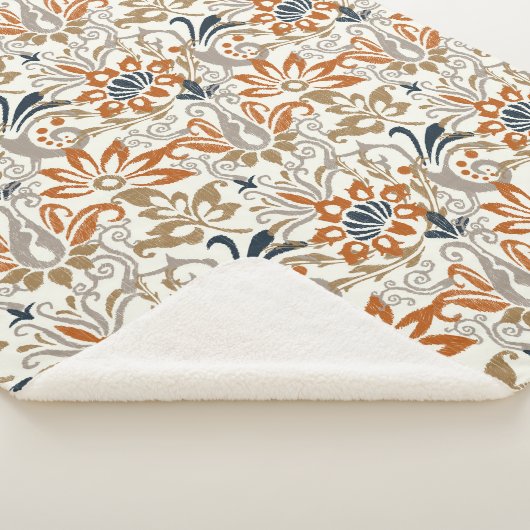 Ikat Bloemen Paisley Naadloos Patroon Sherpa Deken (3/4)