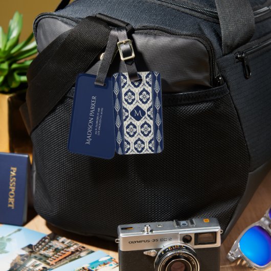 Ikat Bloemen Paisley Patroon Bagagelabel (Voorkant /achterkant)