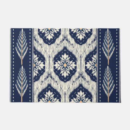 Ikat Bloemen Paisley Patroon Deurmat (Voorkant)