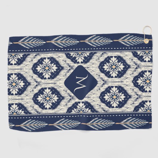 Ikat Bloemen Paisley Patroon Golfhanddoek (Horizontaal)