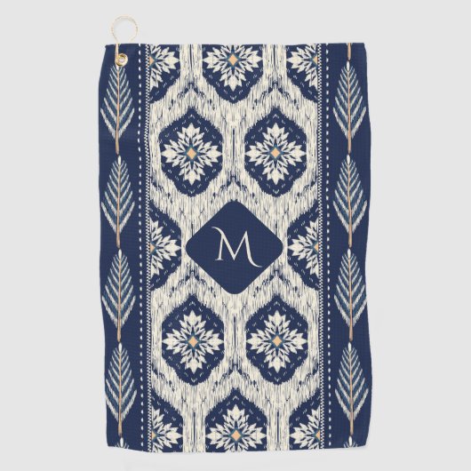 Ikat Bloemen Paisley Patroon Golfhanddoek (Voorkant)