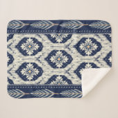 Ikat Bloemen Paisley Patroon Sherpa Deken (Voorkant (horizontaal))