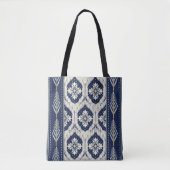 Ikat Bloemen Paisley Patroon Tote Bag (Voorkant)