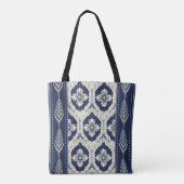 Ikat Bloemen Paisley Patroon Tote Bag (Achterkant)
