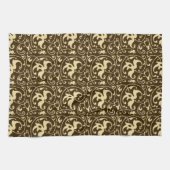 Ikat Bloemendamask - Chocoladebruin en Taupe Theedoek (Horizontaal)
