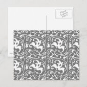 Ikat Bloemendamask - Grijs en Wit Briefkaart (Voorkant / Achterkant)