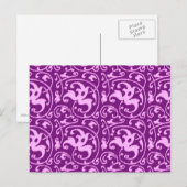 Ikat Bloemendamask - Orchidee en Paars Briefkaart (Voorkant / Achterkant)