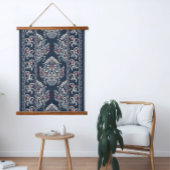 Ikat Bloemenpatroon Wit Roze Blauw Hangend Wandkleed