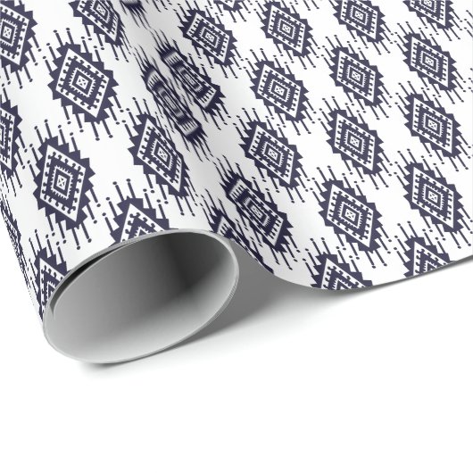 Ikat Boho Aztec Textiel Motief Cadeaupapier (Rol Hoek)