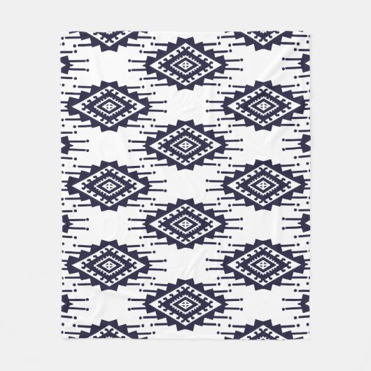 Ikat Boho Aztec Textiel Motief Fleece Deken (Voorkant)