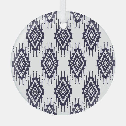 Ikat Boho Aztec Textiel Motief Glas Ornament (Voorkant)