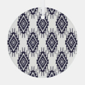 Ikat Boho Aztec Textiel Motief Glas Ornament (Achterkant)