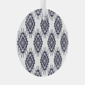 Ikat Boho Aztec Textiel Motief Glas Ornament (Voorkant Rechts)