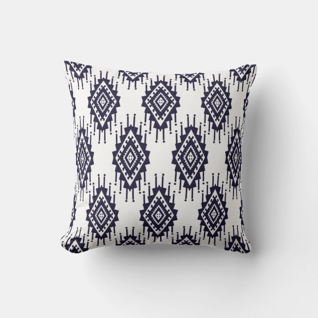 Ikat Boho Aztec Textiel Motief Kussen (Voorkant)