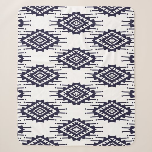 Ikat Boho Aztec Textiel Motief Sherpa Deken (Voorkant)