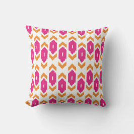 Ikat Boho Hot Pink Gold en White Pattern Kussen