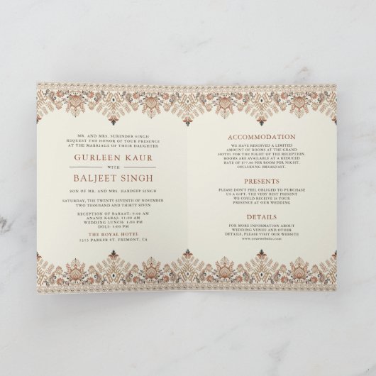 Ikat Border Alles in een Anand Karaj Sikh bruiloft (Binnen)