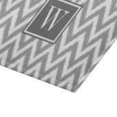 Ikat Chevron Grijs Monogram Glassnijplank Snijplank (Hoek)