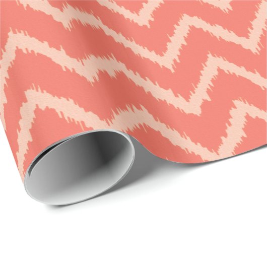 Ikat Chevron Pattern - Coral oranje en perzik Cadeaupapier (Rol Hoek)