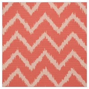 Ikat Chevron Pattern - Coral oranje en perzik Stof