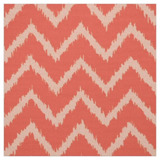 Ikat Chevron Pattern - Coral oranje en perzik Stof (Swatch)