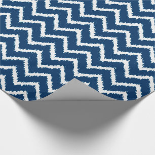 Ikat Chevron Pattern - marineblauw en wit Cadeaupapier