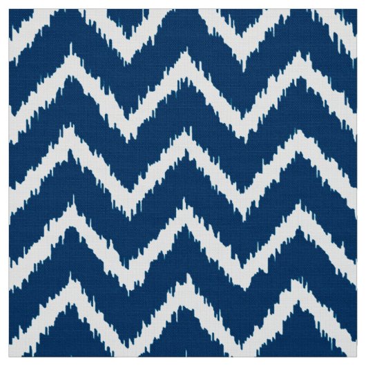 Ikat Chevron Pattern - marineblauw en wit Stof (Swatch)
