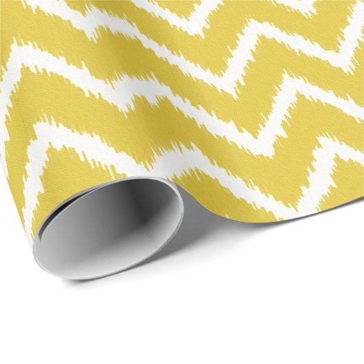 Ikat Chevron Pattern - Mosterdgeel en wit Cadeaupapier (Rol Hoek)