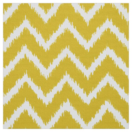 Ikat Chevron Pattern - Mosterdgeel en wit Stof (Swatch)