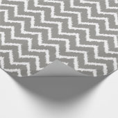 Ikat Chevron Pattern - Zilver grijs / grijs & wit Cadeaupapier (Hoek)