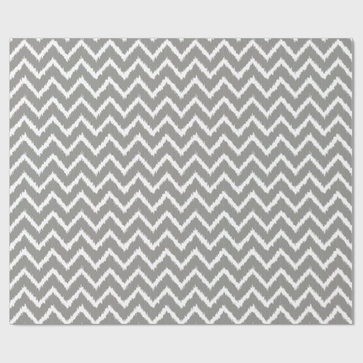 Ikat Chevron Pattern - Zilver grijs / grijs & wit Cadeaupapier (Vlak)