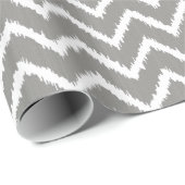 Ikat Chevron Pattern - Zilver grijs / grijs & wit Cadeaupapier (Rol Hoek)
