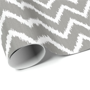 Ikat Chevron Pattern - Zilver grijs / grijs & wit Cadeaupapier
