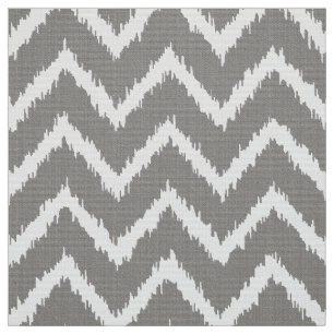 Ikat Chevron Pattern - Zilver grijs / grijs & wit Stof