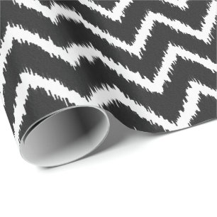 Ikat Chevron Pattern - Zwart-wit Cadeaupapier