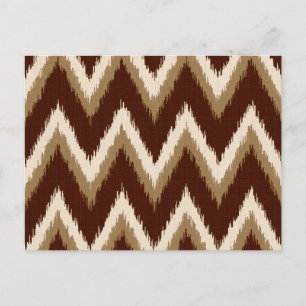 Ikat Chevron Strepen - Chocoladebruin & Beige Briefkaart