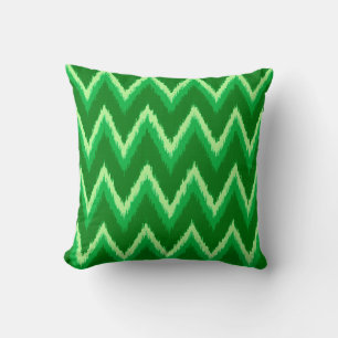 Ikat Chevron Strepen - Dennengroen en Limoengroen Kussen