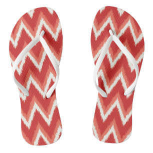 Ikat Chevron Strepen - Roest Oranje en Wit Teenslippers