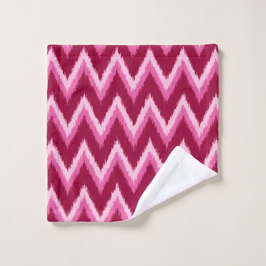 Ikat Chevron Stripes - Bourgogne, Roos en roze Bad Handdoek (Wasdoekje)