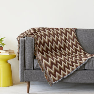 Ikat Chevron Stripes - Chocolate Brown & Beige Deken
