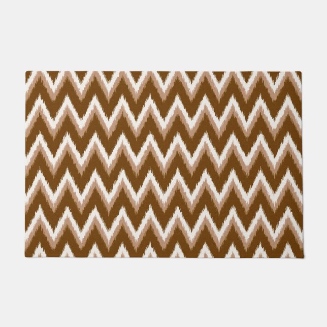 Ikat Chevron Stripes - Chocolate Brown & Beige Deurmat (Voorkant)