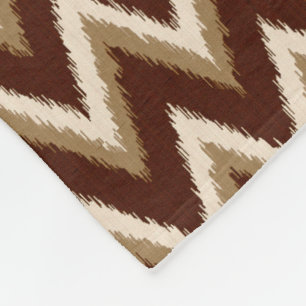 Ikat Chevron Stripes - Chocolate Brown & Beige Fleece Deken