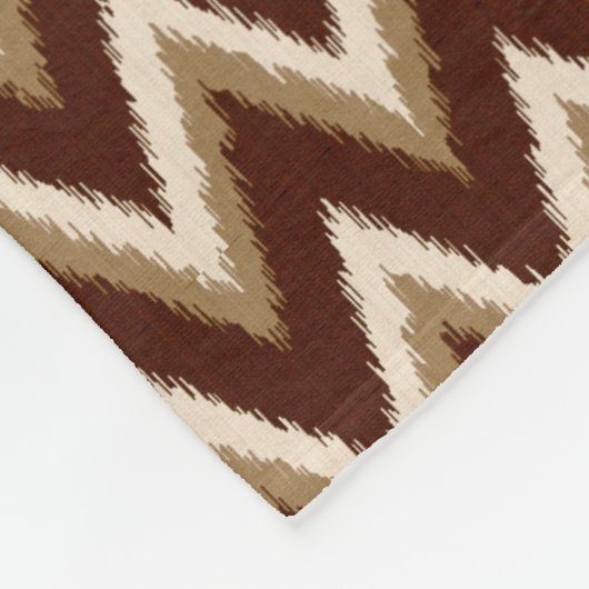 Ikat Chevron Stripes - Chocolate Brown & Beige Fleece Deken (Hoek)
