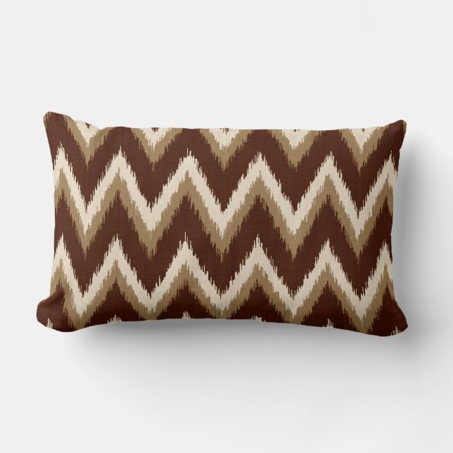 Ikat Chevron Stripes - Chocolate Brown & Beige Kussen (Voorkant)