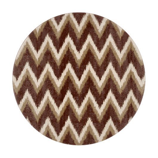 Ikat Chevron Stripes - Chocolate Brown & Beige Snijplank (Voorkant)