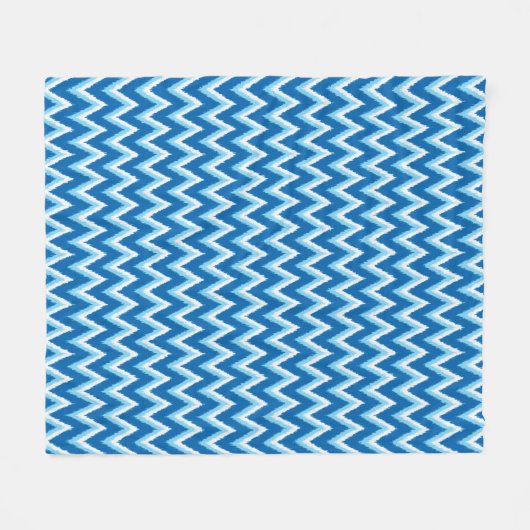 Ikat Chevron Stripes - Cobalt, Sky Blue en White Fleece Deken (Voorkant (Horizontaal))