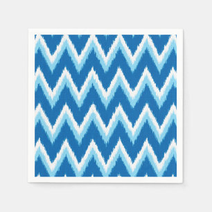 Ikat Chevron Stripes - Cobalt, Sky Blue en White Servet