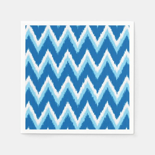 Ikat Chevron Stripes - Cobalt, Sky Blue en White Servet (Voorkant)