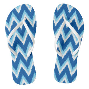 Ikat Chevron Stripes - Cobalt, Sky Blue en White Teenslippers